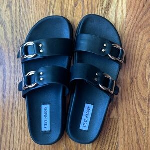 Steve Madden 2 strap black sandals. Worn one time. Like new